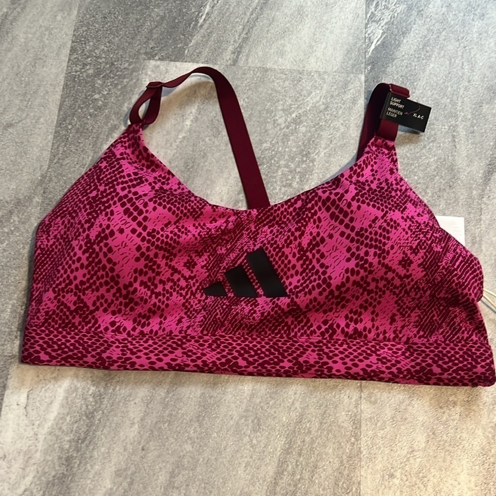 Adidas Light Support Sports Bra XL cups A-C pink & maroon racerback - Picture 2 of 8